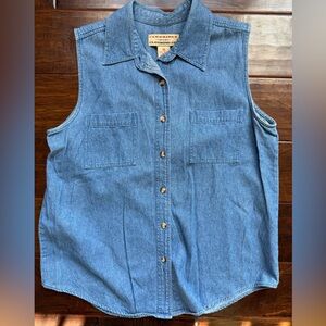 Vintage 90s Cambridge Clothing Co Blue Denim Sleeveless Shirt Vest